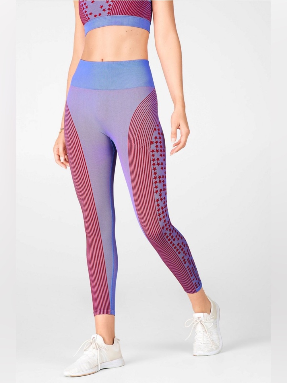 Fabletics NWT High-Waisted Seamless Star Capri M USA 4th of July Independence